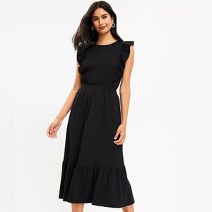 Loft black midi smock dress